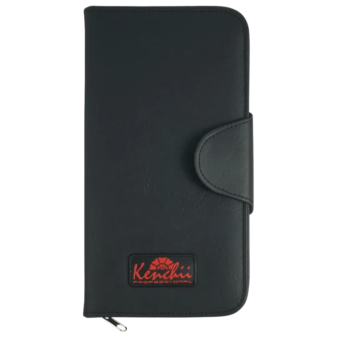 Faux Leather 5-Shear Zipper Case Black by Kenchii
