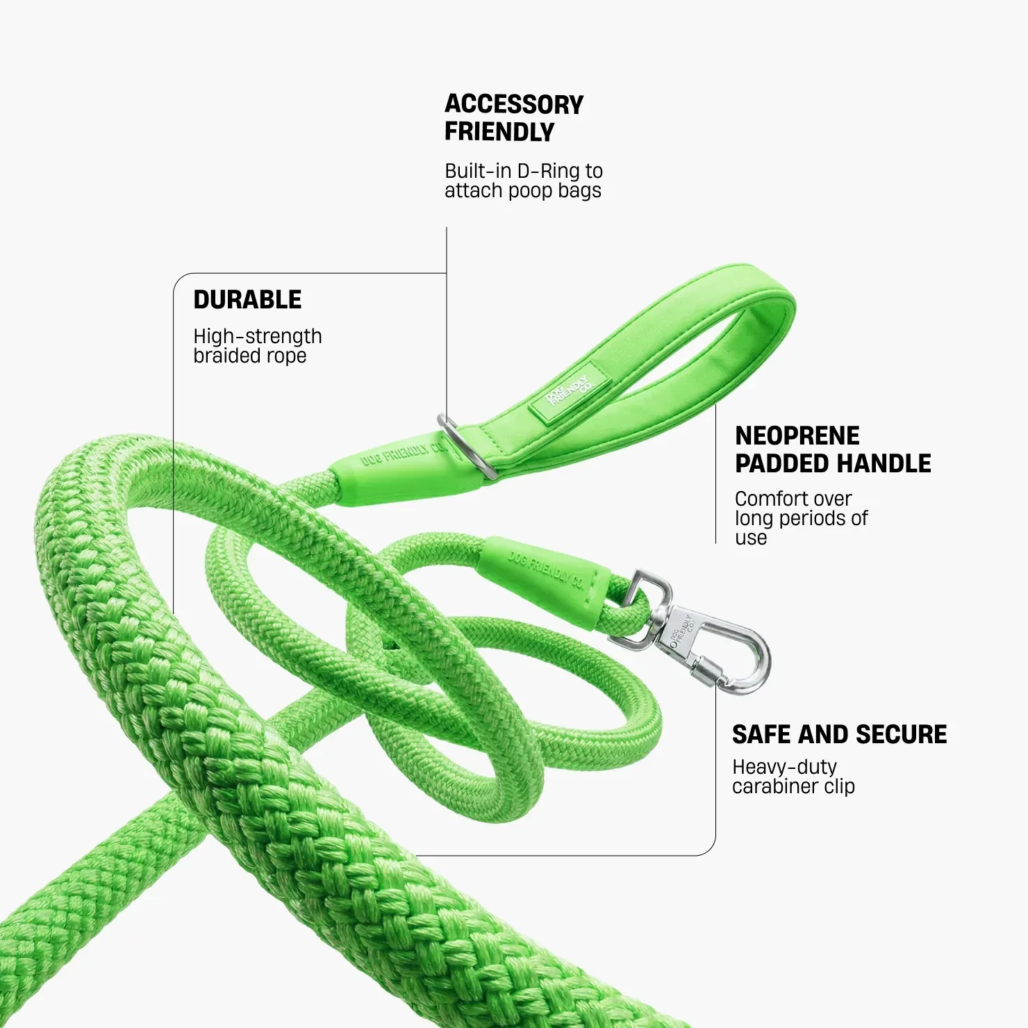 Rope Dog Leash - Neon Green - Image 2
