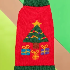 Barking Around the Christmas Tree Handknit Dog Sweater