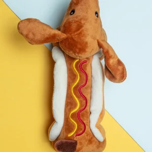 Hot Dog! Squeaky Plush Dog Toy (10")