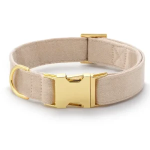 Cotton Dog Collar in Flax (Made in the USA)