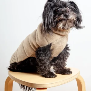 The Cashmere Puffer Dog Sweater in Tan