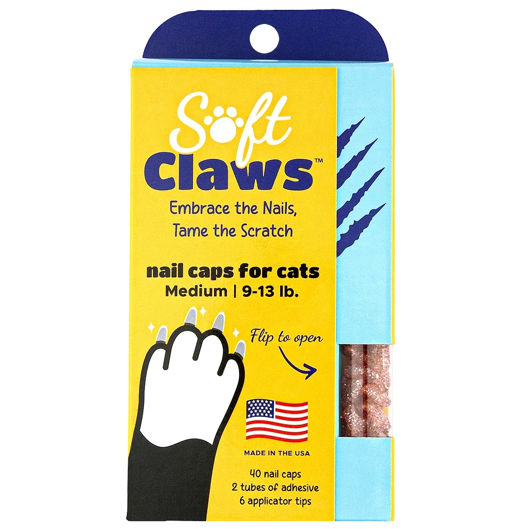 Pink Sparkle Feline Medium Nail Caps by Soft Claws - Image 2