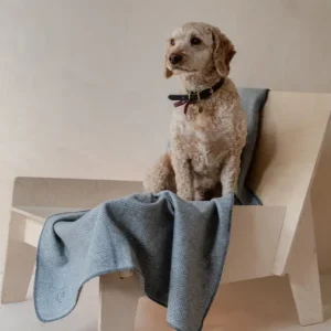 Recycled Wool Pet Blanket in Charcoal Herringbone