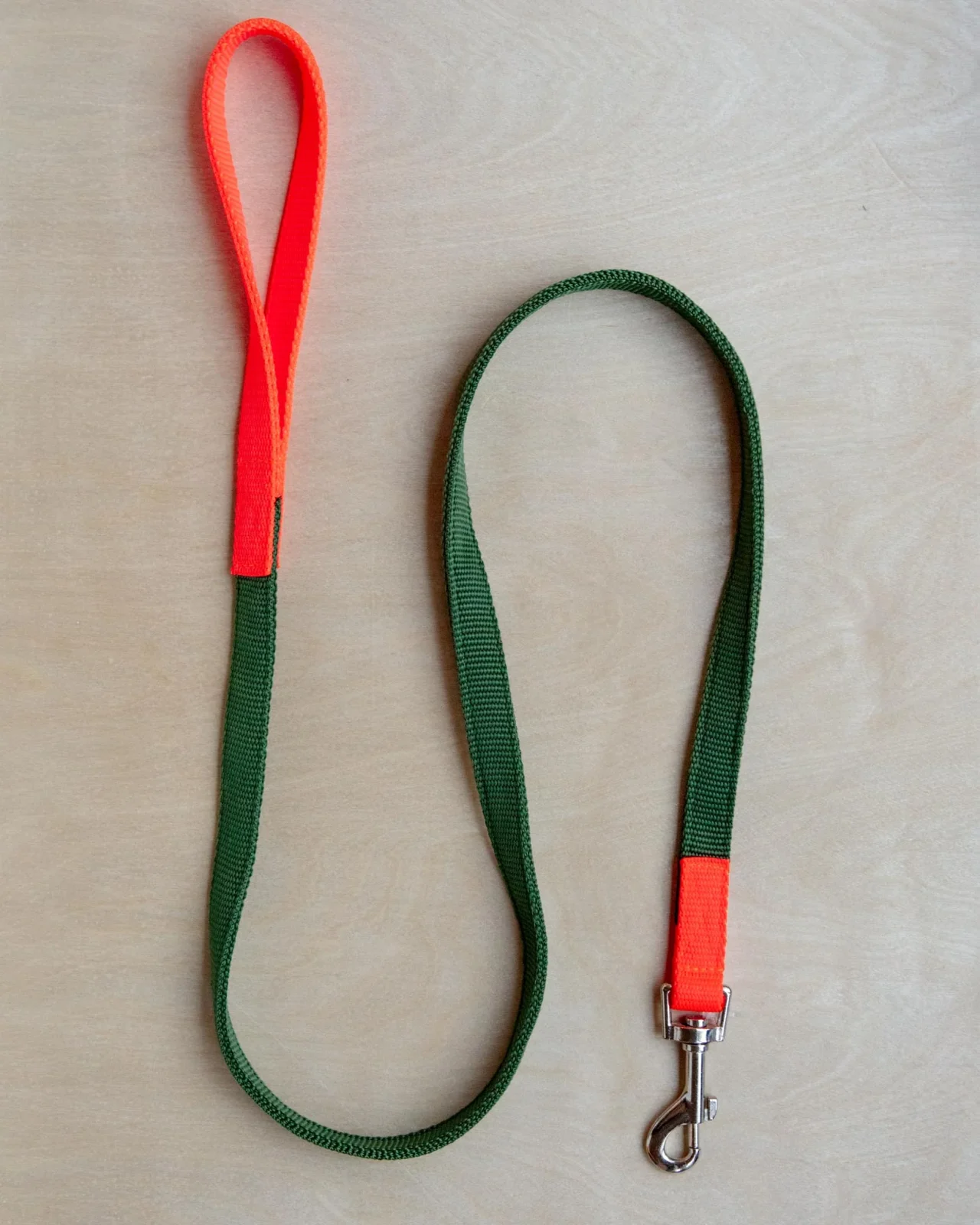 Nylon Dog Leash in Olive & Neon Orange (Made in the USA) - Image 2