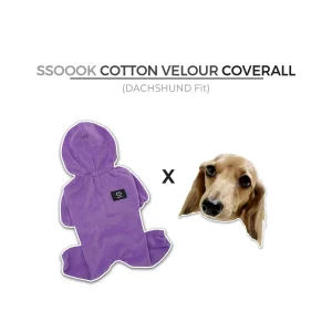 Velour Coverall Onesie for Dogs - Dachshund Fit (in Purple, Ivory, or Black)