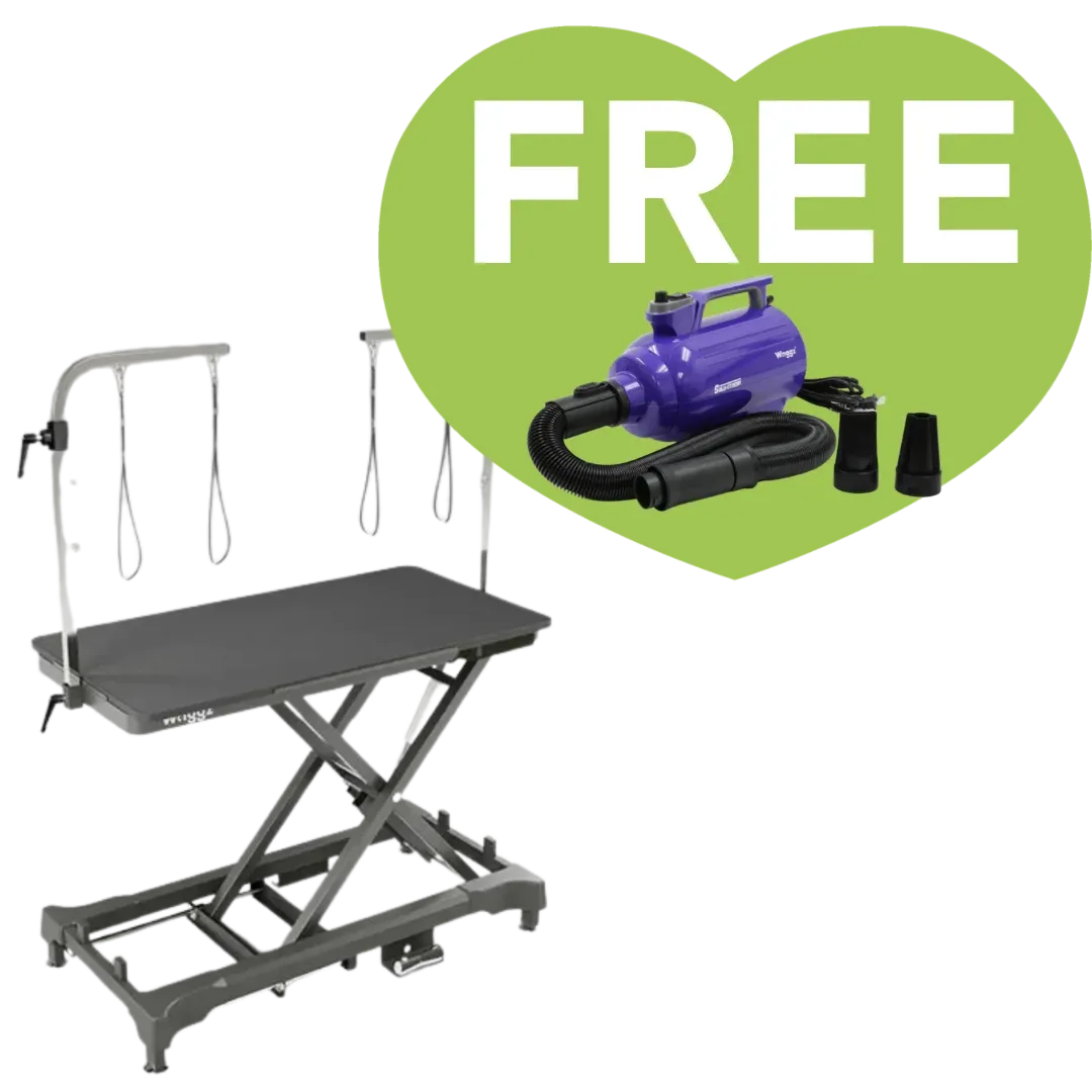 Pre-Order 50" Dog Grooming 908 Electric Table without Drawer Black + Free Solo-Stream Dryer by Waggz