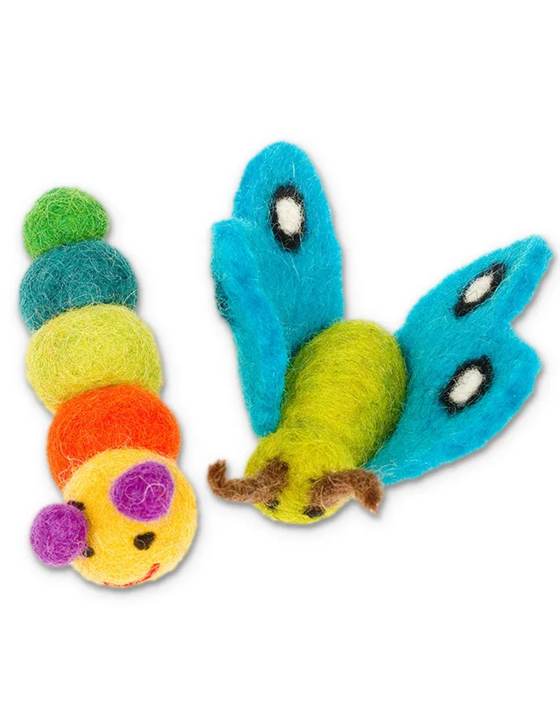 Caterpillar & Butterfly Wool Cat Toy (2-Pack) - Image 2