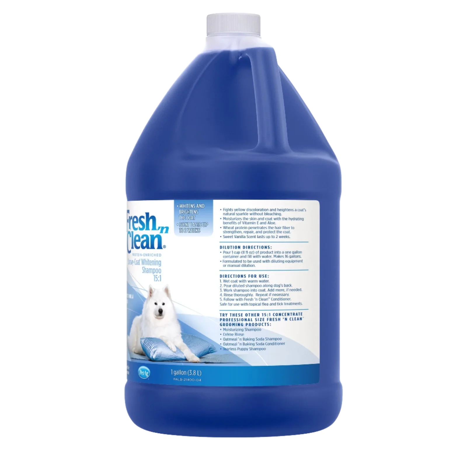 Snowy-Coat Whitening Shampoo Vanilla Scent 15:1 Concentrate Gallon by Fresh 'n Clean - Image 2