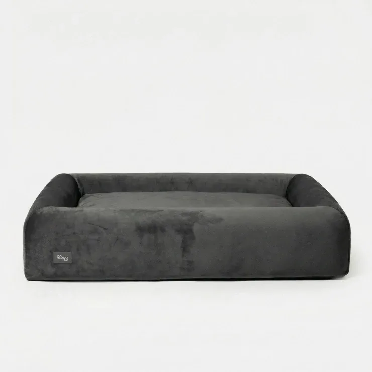 Velvet Easy Fit Dog Bed Cover - Charcoal - Image 2