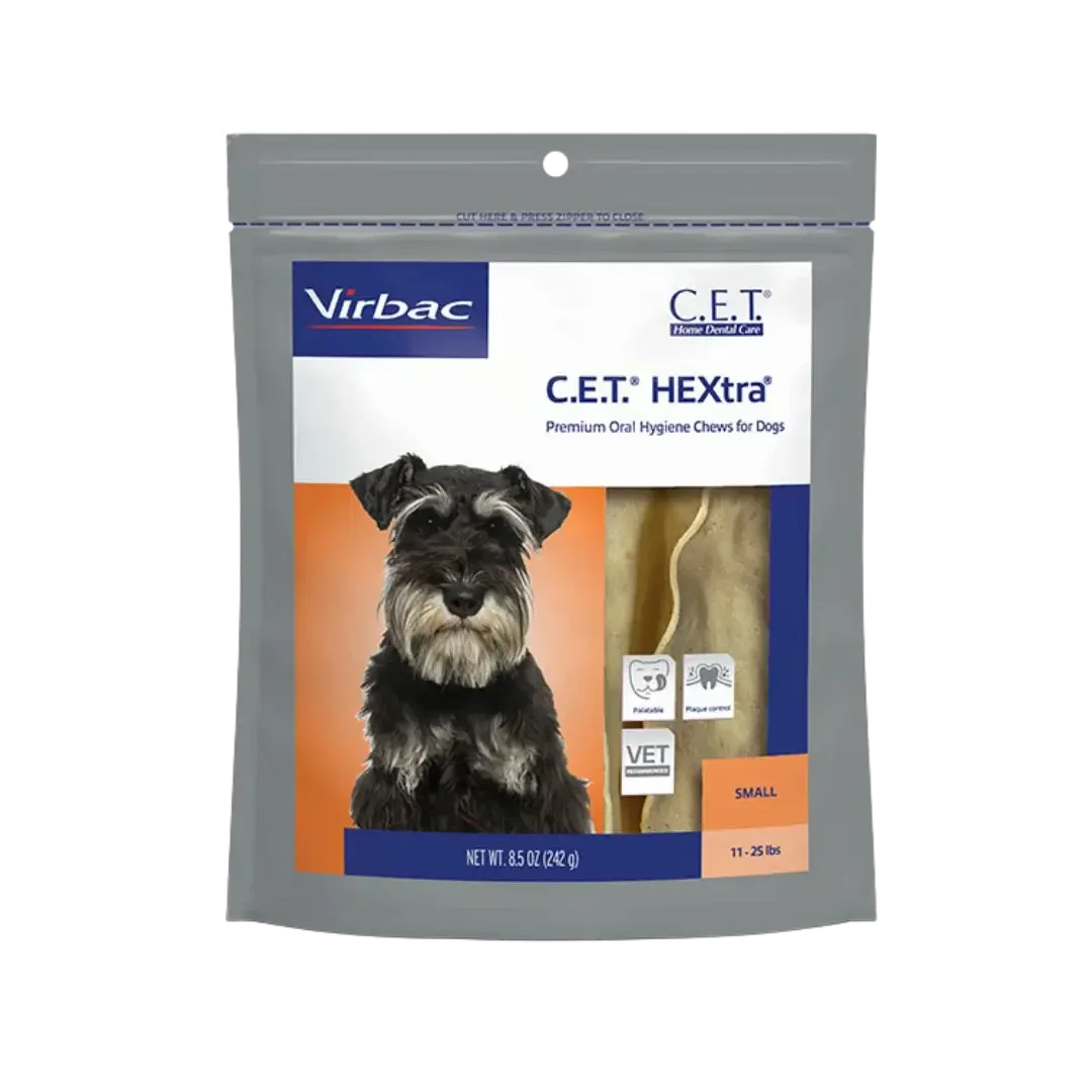 C.E.T. HEXtra Oral Hygiene Chews for Dogs Pack of 30 Small by Virbac