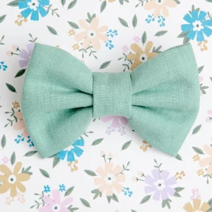 Matcha Sage Linen Dog Bow Tie(Made in the USA)