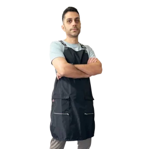 Black Waterproof Signature Strap Crossover Apron by Ladybird Line