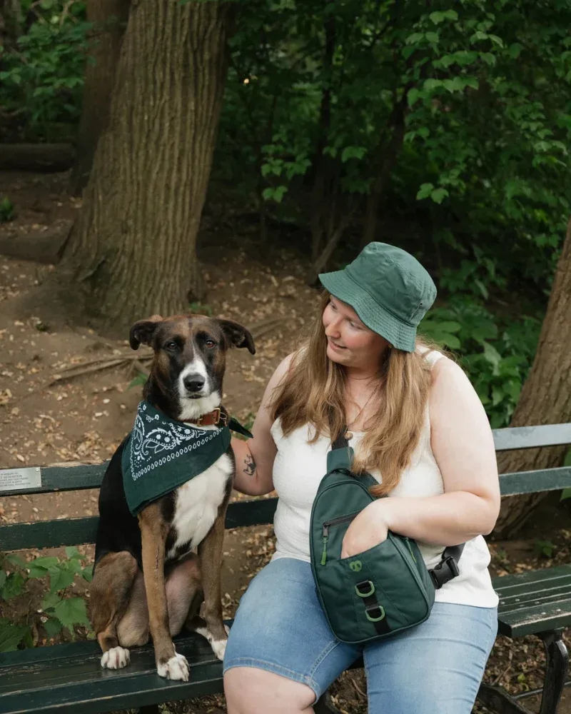 Waterproof Dog Walking Bag w/ Removable Treat Pouch in Evergreen Trails - Image 2