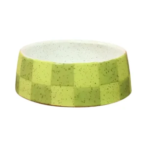 Glazed Stoneware Checkered Dog Bowl (Made in the USA)