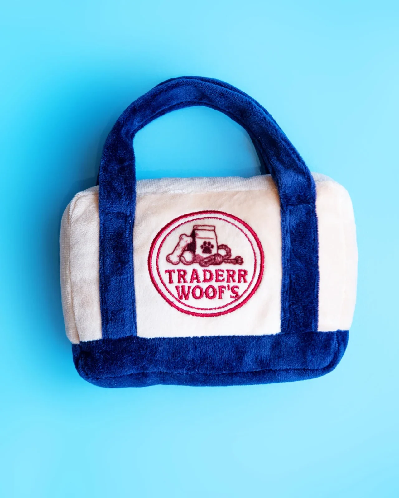 Traderr Woof’s Plush Squeaky Dog Toy in Navy