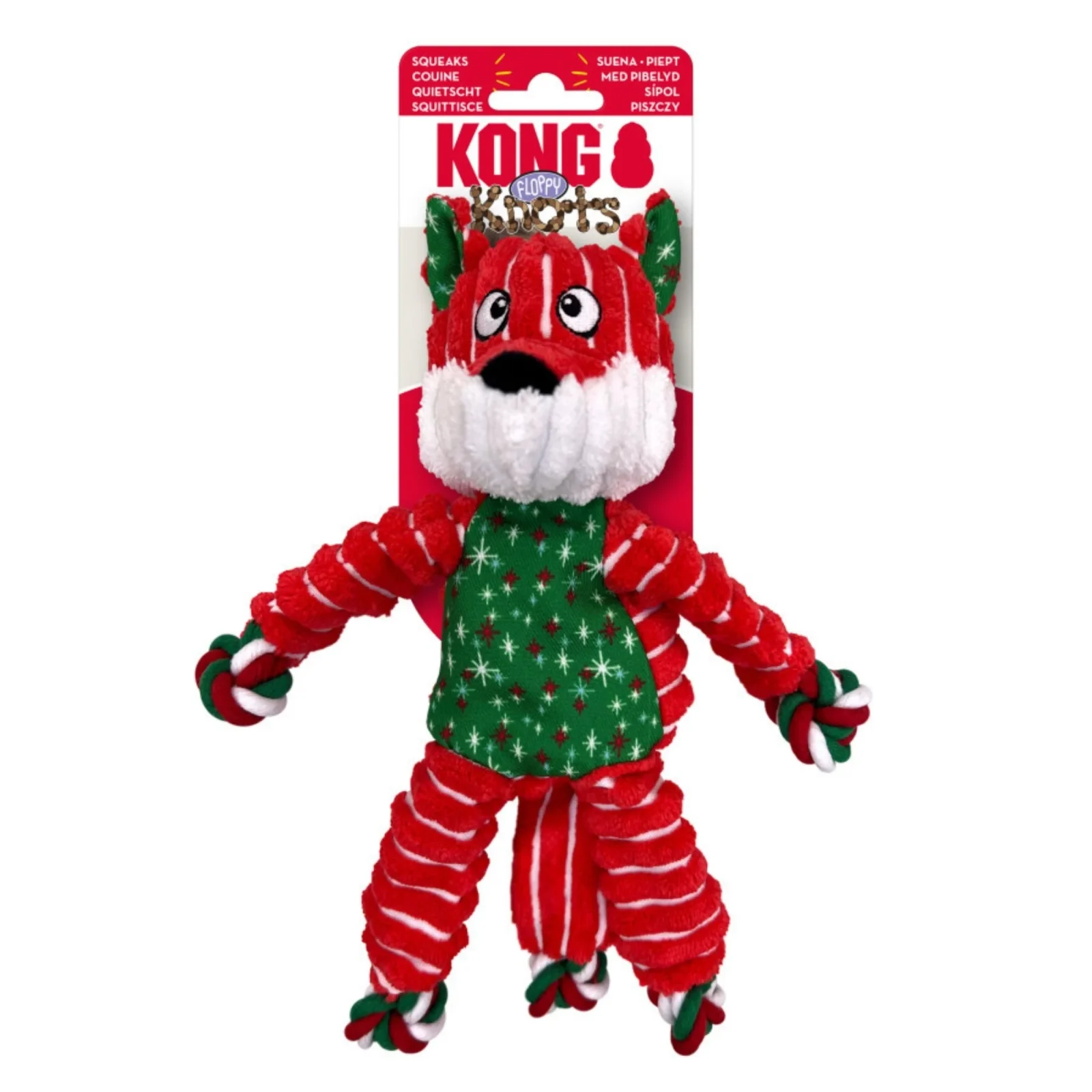 KONG Holiday Floppy Knots Fox Dog Toy Small/Medium
