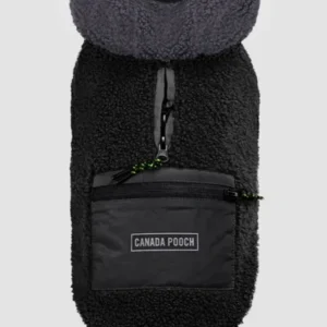 Cool Factor Fleece Dog Hoodie in Black & Grey <>