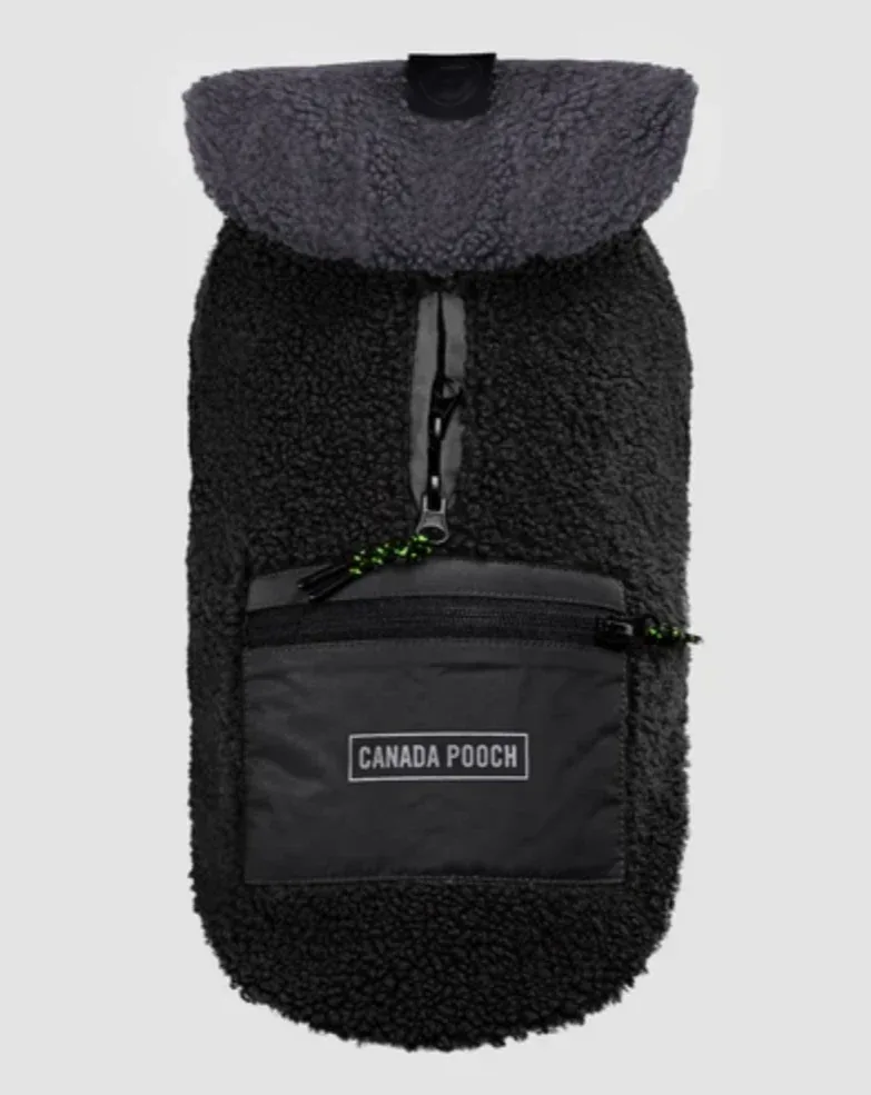 Cool Factor Fleece Dog Hoodie in Black & Grey <>