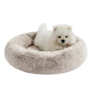 SnuggleSoft Faux Fur Small Pet Bed, Brown, 18X18
