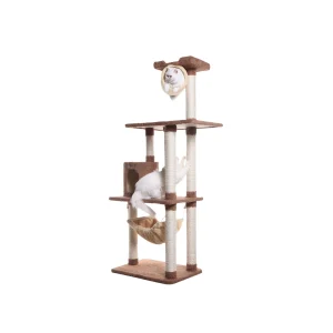 Armarkat 70-in Hammock, Rope Swing & Tunnel Real Wood Cat Tree, Tan