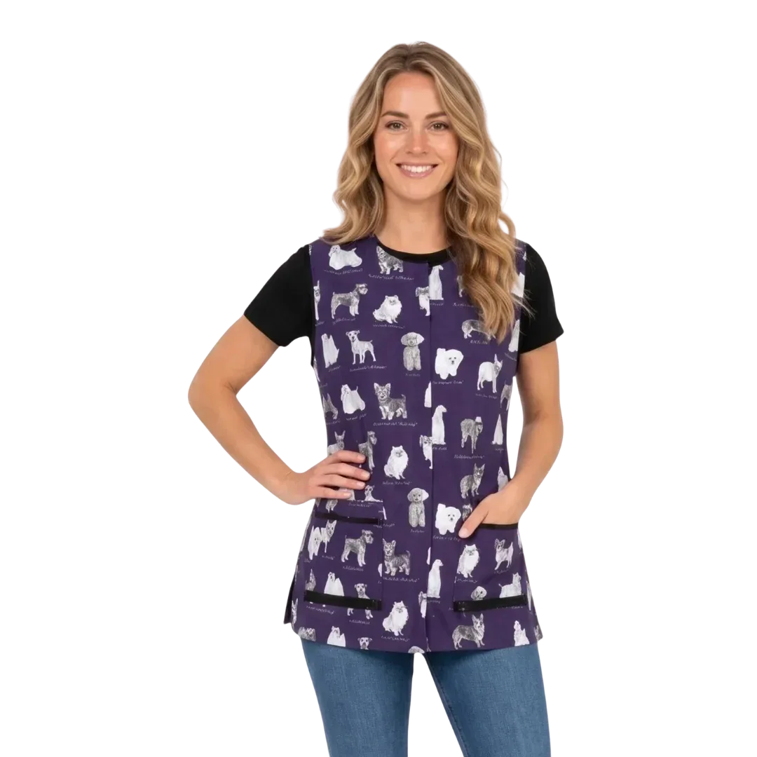 Puppy Love Sketch Waterproof & Hair Resistant Pet Grooming Vest by Ladybird Line