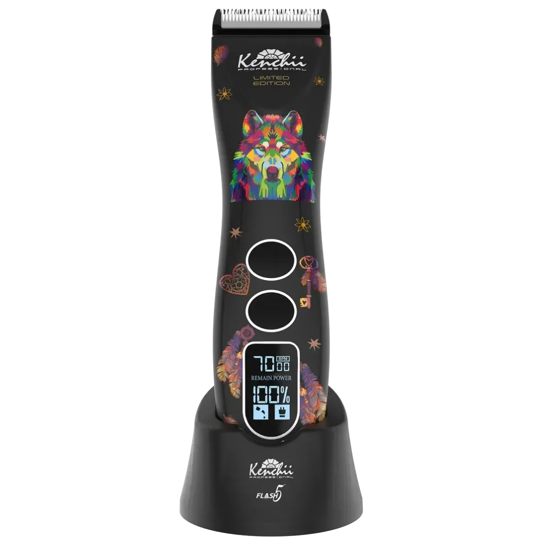 Flash5 Wolf Matte Black 5-in-1 Cordless Clipper with Comb Set by Kenchii - Image 2
