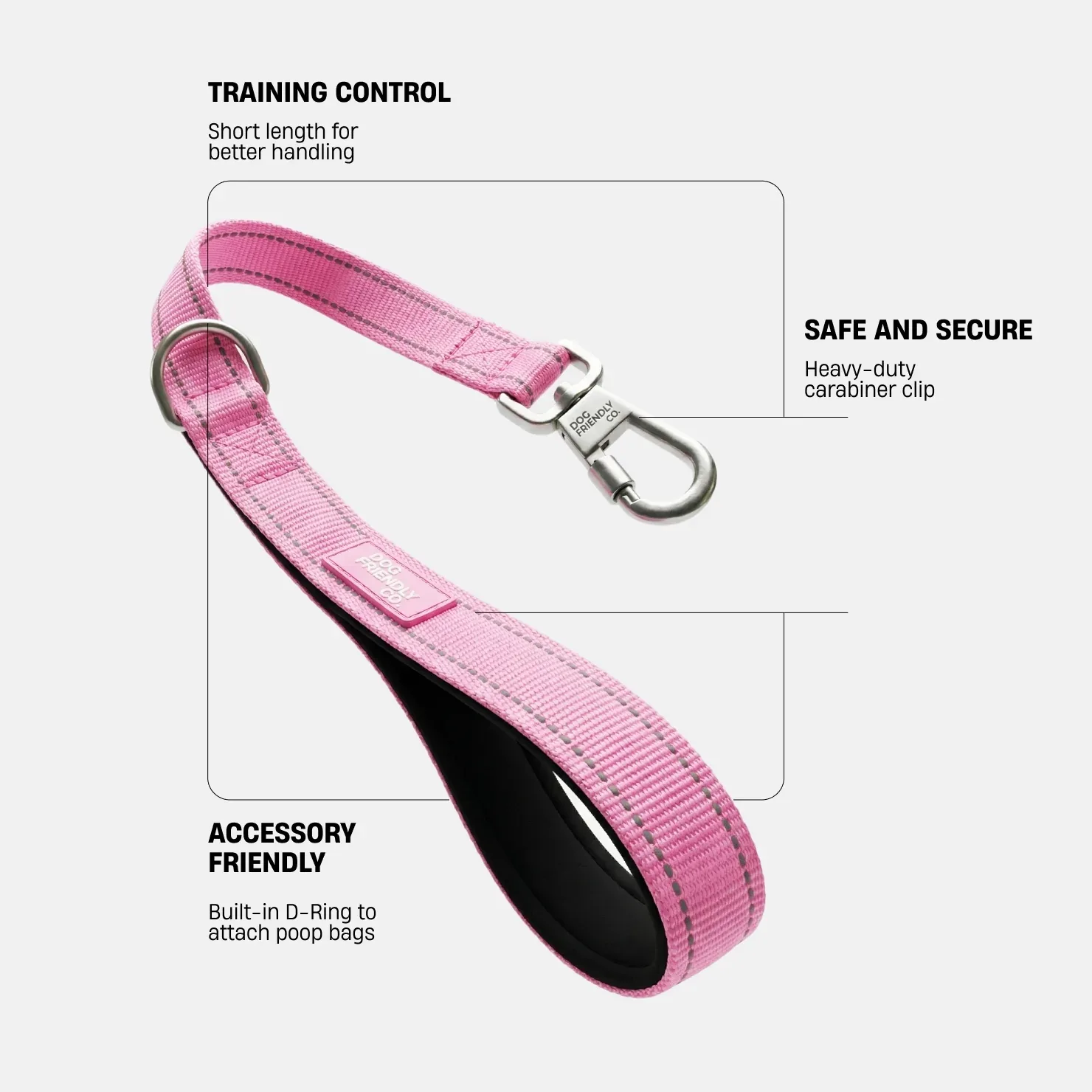 Short Trainer Dog Leash - Pink - Image 2