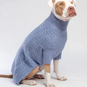Fuzzy Knit Dog Turtleneck Sweater in Moonstone Blue <>