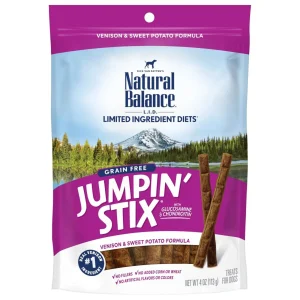 Natural Balance Pet Foods Rewards Jumpin' Stix Soft & Meaty Dog Treats Standard Venison, 4 oz