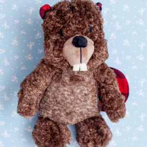 Buffalo Plaid Beaver Plush Squeaky Dog Toy