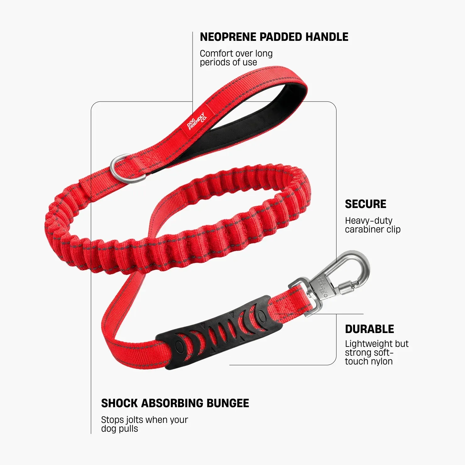 Bungee Dog Leash - Red - Image 2