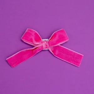 Velvet Dog Collar Bow in Zoe Pink (Made in the USA) (FINAL SALE)