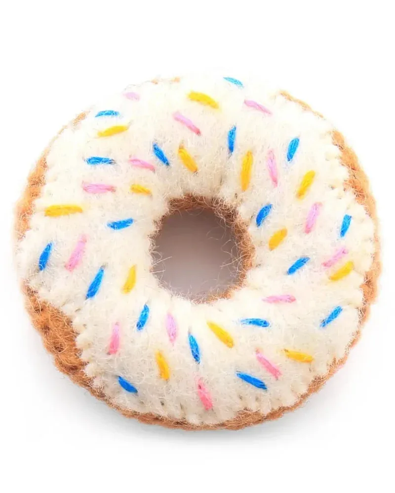 Vanilla Donut Wool Cat Toy - Image 2
