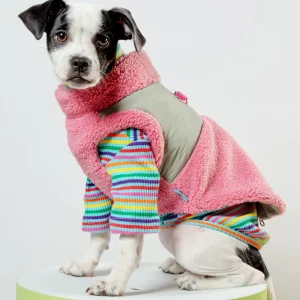 Zip-Up Sherpa Harness Vest in Petal Pink