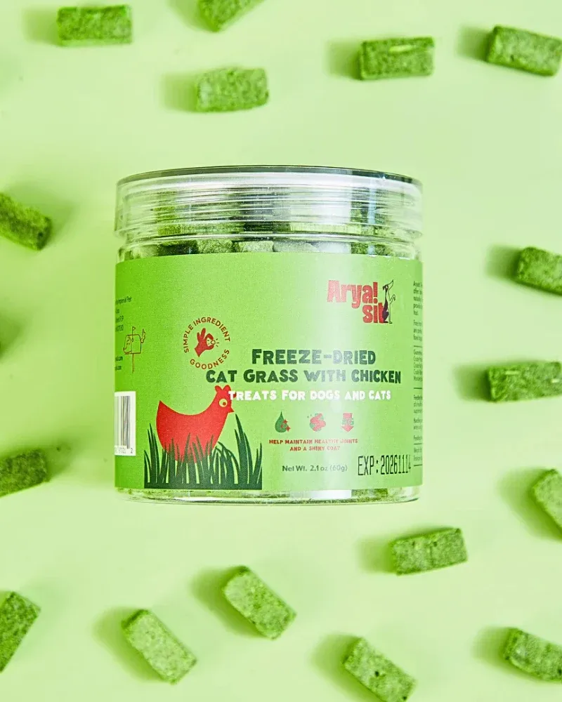 Freeze-Dried Cat Grass w/ Chicken Treats for Dogs & Cats