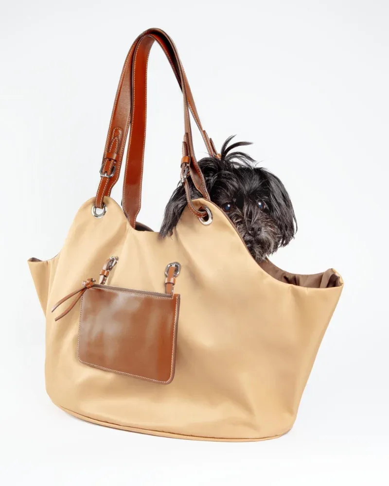 Tulip Reversible Nylon Dog Bag in Havana + Chocolate (Made in Italy)