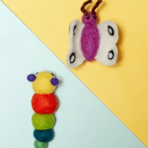 Caterpillar & Butterfly Wool Cat Toy (2-Pack)