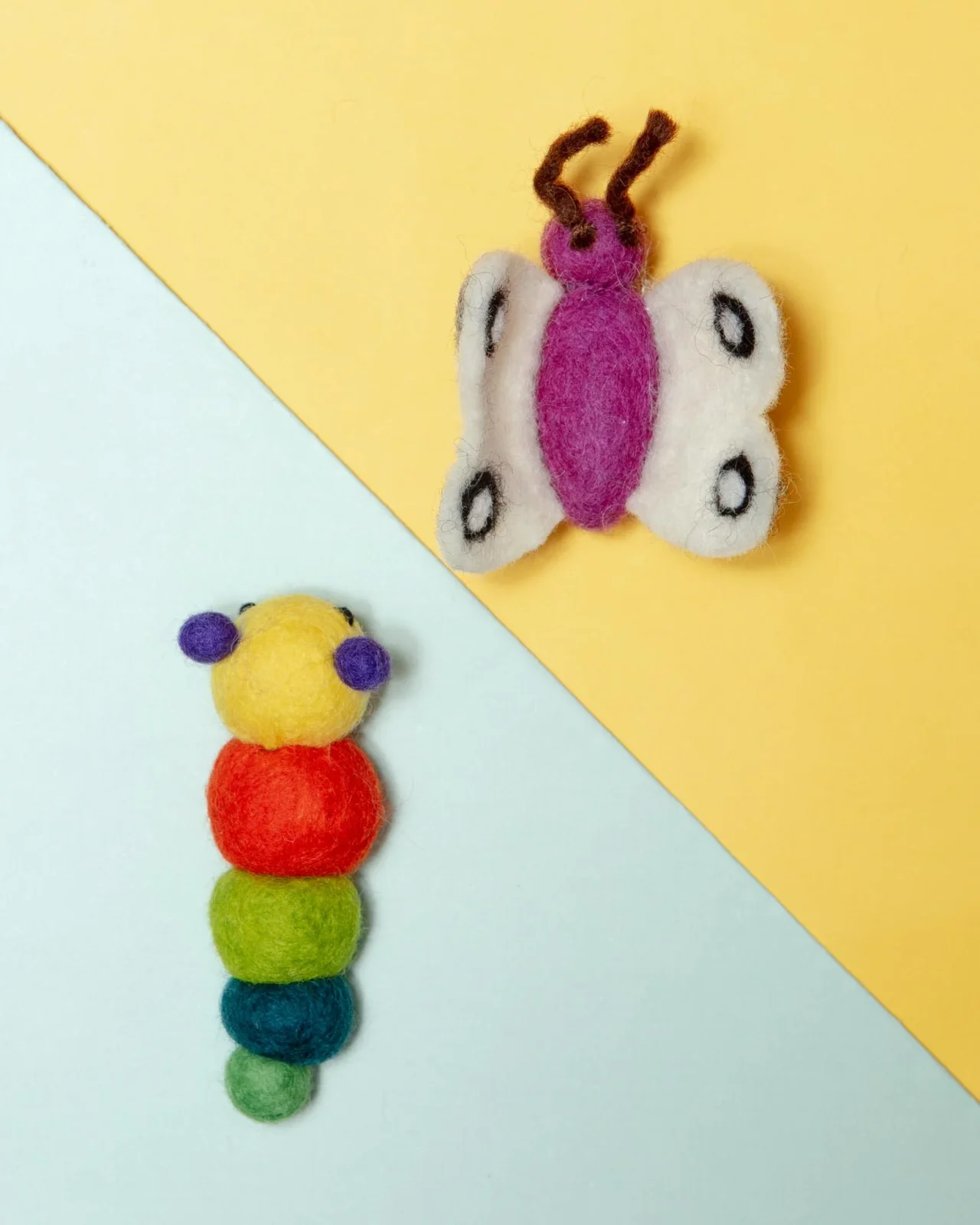 Caterpillar & Butterfly Wool Cat Toy (2-Pack)