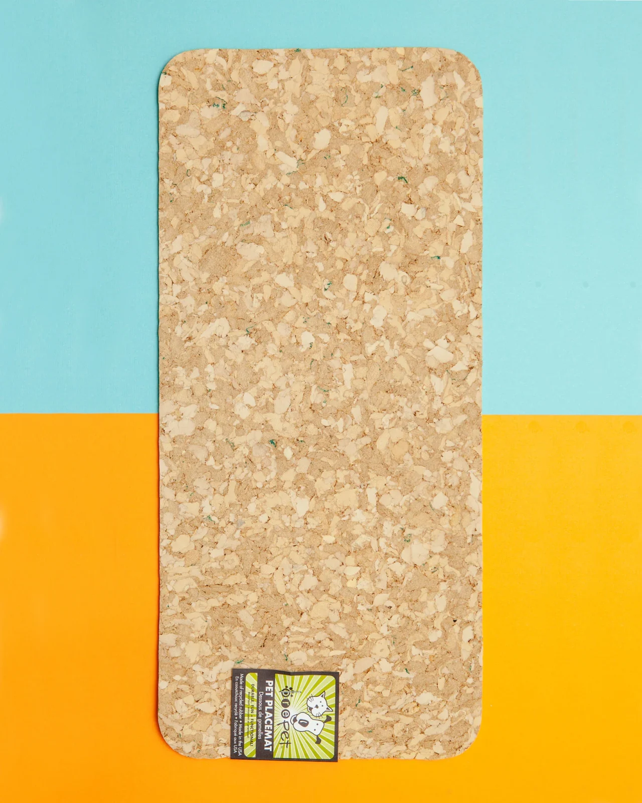 Skinny Rectangle Natural Recycled Rubber Pet Placemat