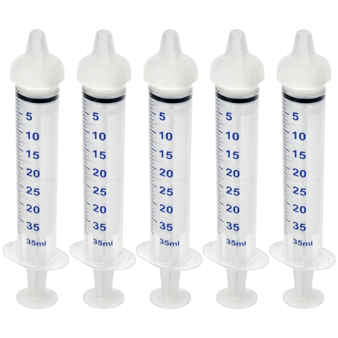 Large Threaded Syringe Nipple Feeders, 35ml (5-Pack) by Puppywarmer