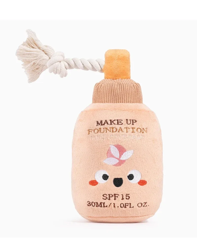 Makeup Foundation Squeaky Plush Dog Toy