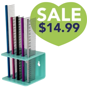 Acrylic 5 Comb Holder Tabletop and Wall Mount Aqua by PetStore.Direct