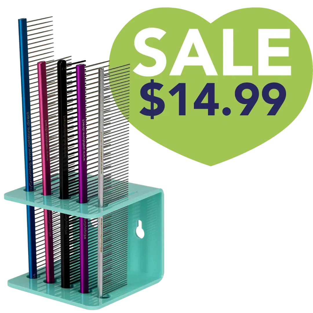 Acrylic 5 Comb Holder Tabletop and Wall Mount Aqua by PetStore.Direct