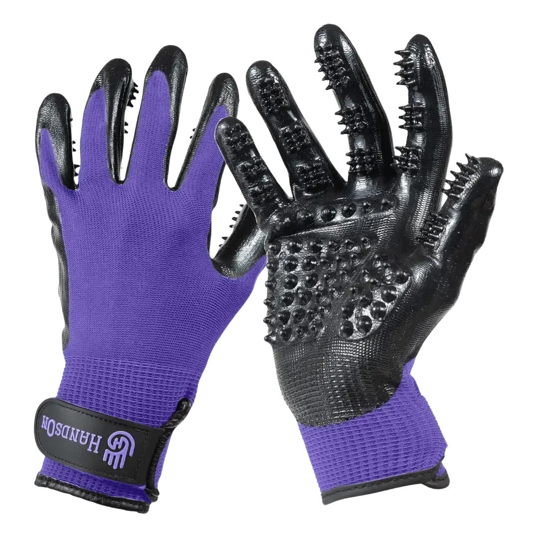 Large Purple Monochromatic Deshedding Gloves by HandsOn Gloves - Image 2