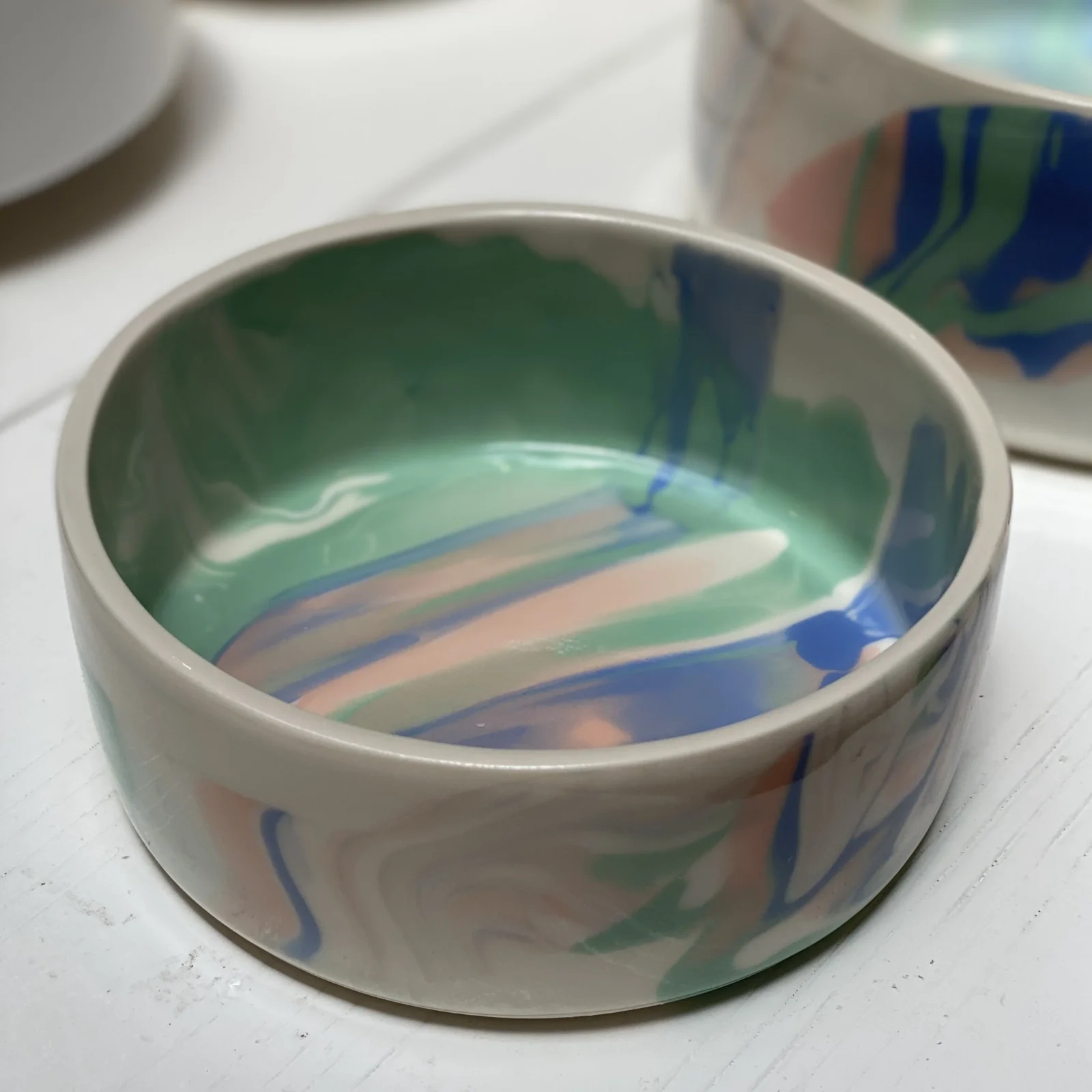 Handmade Ceramic Rainbow Dog Bowl (Made in the USA) - Image 2