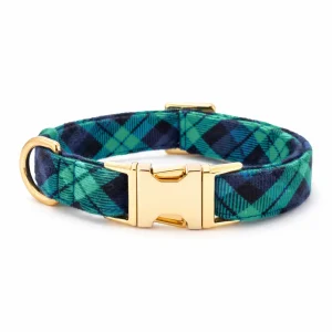 Black Watch Plaid Flannel Dog Collar (Made in the USA)