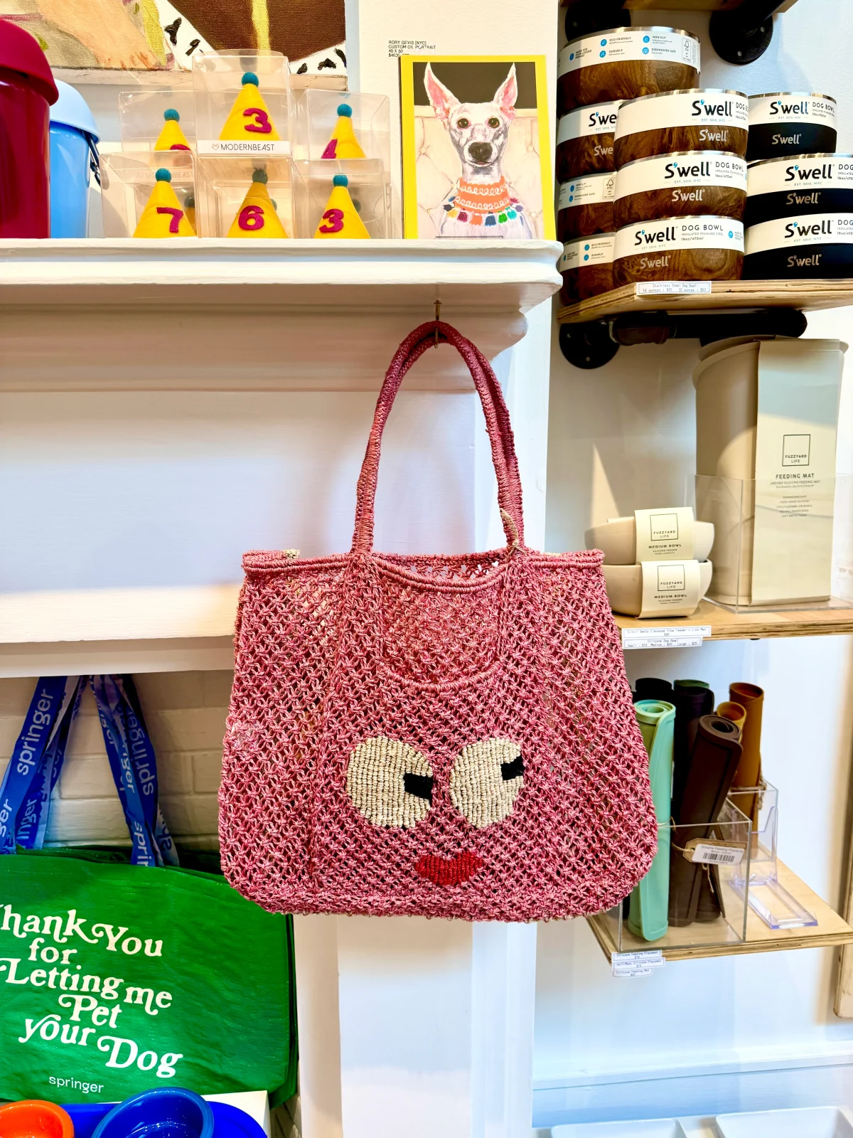 Florence Big Eyes Jute Bag in Berry - Image 2