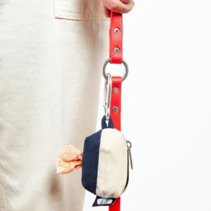 Canvas Clean-Up Poo Bag Roll Holder in Natural + Navy