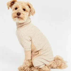 High-Neck Dog Onesie in Beige (FINAL SALE)